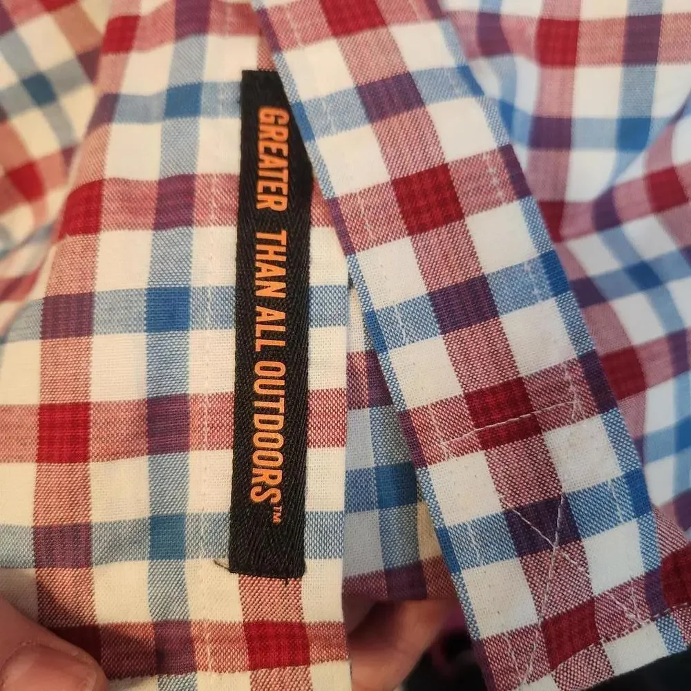 Walls Men's Short-Sleeve Checkered Plaid Button Up Shirt -Size Large